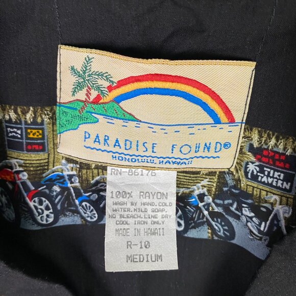 NWT Vintage Paradise Found Hawaiian Shirt Men's Medium Rayon Motorcycle Tavern - Picture 5 of 9